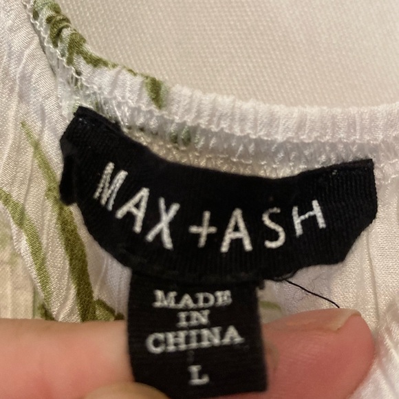 MAX + ASH Womens Size Large White and Green Milkmaid Dress Cottagecore - Picture 3 of 5